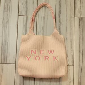 New York Pink Striped Tote Bag